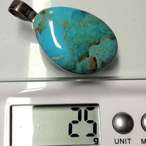 Large Turquoise Pendant Barse 925 Sterling Silver - Picture 15 of 15